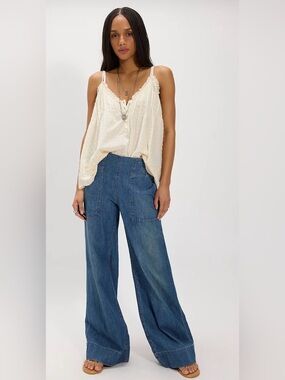 NWT We The Free Breezy Denim Pull-On Blue Elastic Waist Jeans